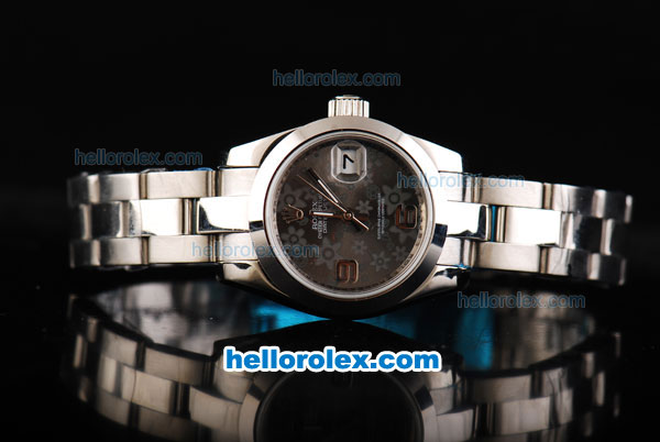 Rolex Datejust Oyster Perpetual Automatic Movement Full Steel with Flower Pattern Grey Dial-Lady Size - Click Image to Close
